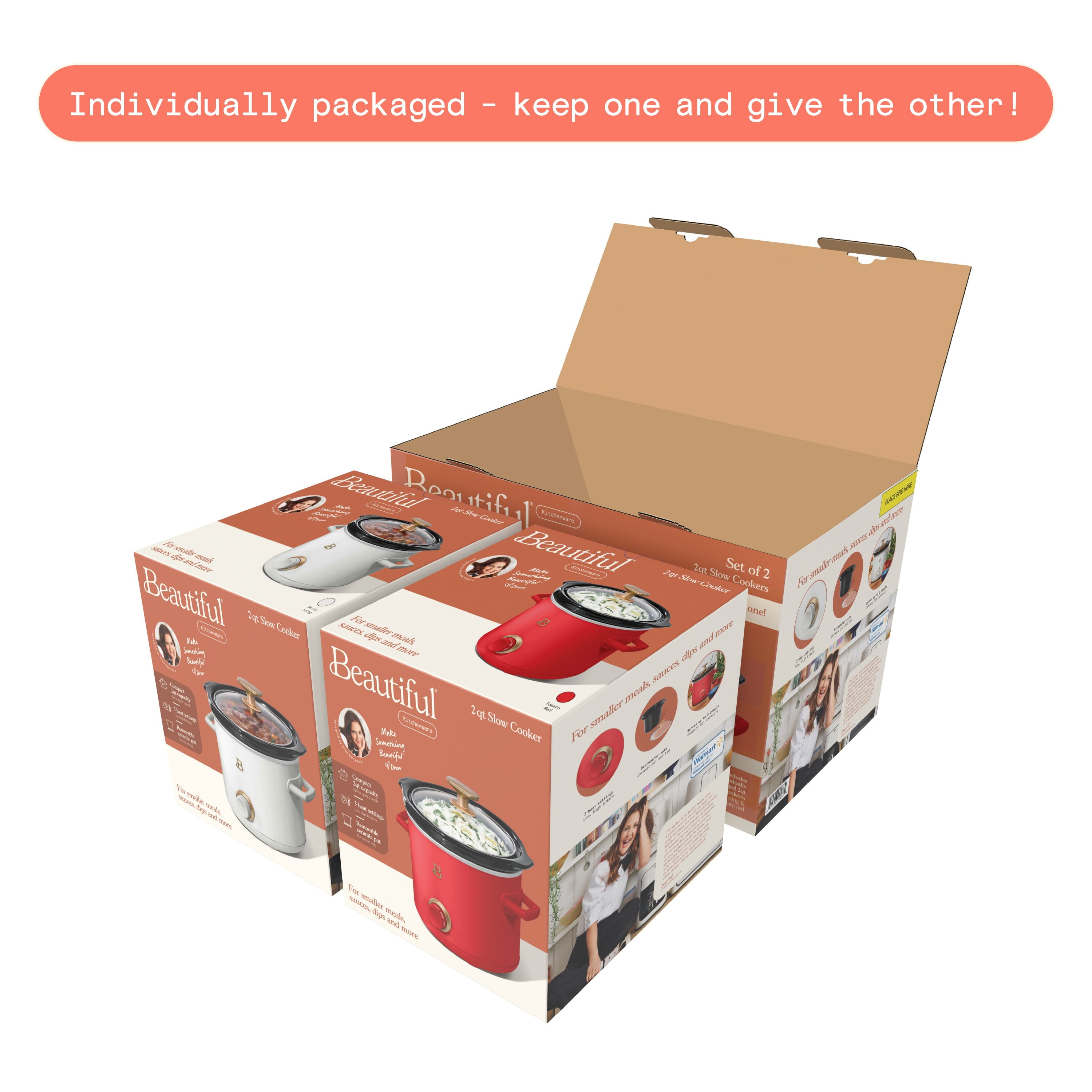 Beautiful by Drew Barrymore 2Qt Slow Cooker Set