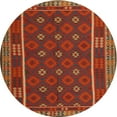 thumbnail image 1 of Ahgly Company Machine Washable Indoor Round Contemporary Sienna Brown Area Rugs, 5' Round, 1 of 7