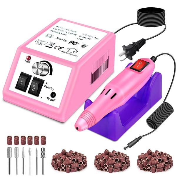 Kit de lima de uñas eléctrica LAVAED Professional para uñas, color rosa