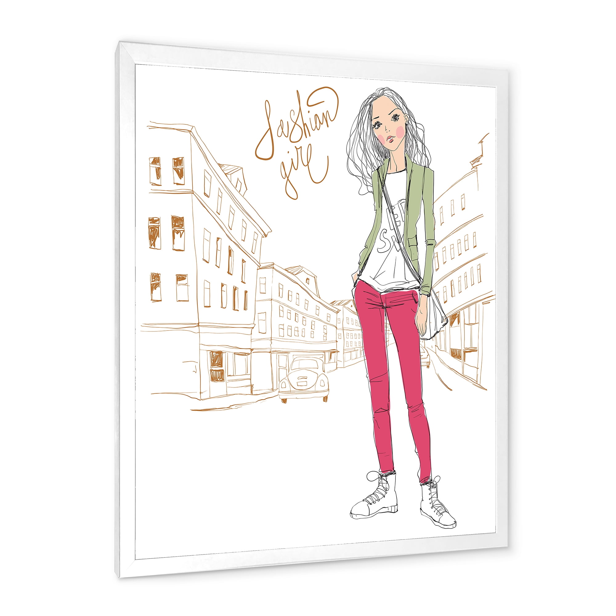 Designart 'Trendy Fashion Woman II' Children's Art Framed Art Print