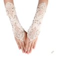 thumbnail image 4 of MEICHEN Women's Solid Color Fingerless Gloves Elegant Lace Hollow Out Sequin Decor Gloves for Wedding Party, 4 of 4