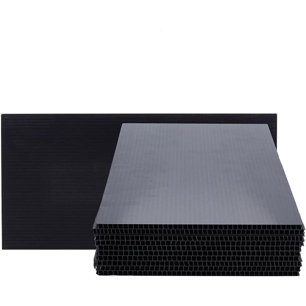 10 láminas de plástico corrugado negro de 11,8 x 6 pulgadas, lámina de plástico de 0,16 pulgadas de espesor, láminas de plástico moldeables rectangulares