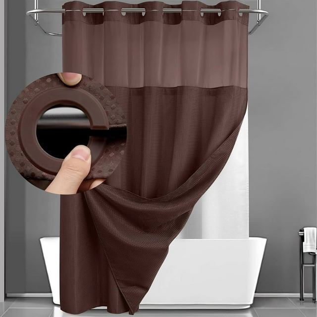 No Hook Shower Curtain Easy Install Bathroom Hotel Style With S Nap I N Liner Washable See Through Top Window