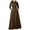 Khaki, variant on Mikilon Women Solid Color Maxi Dress High Neck Long Sleeve Patchwork Dress with Pockets Large Hem Long Dress