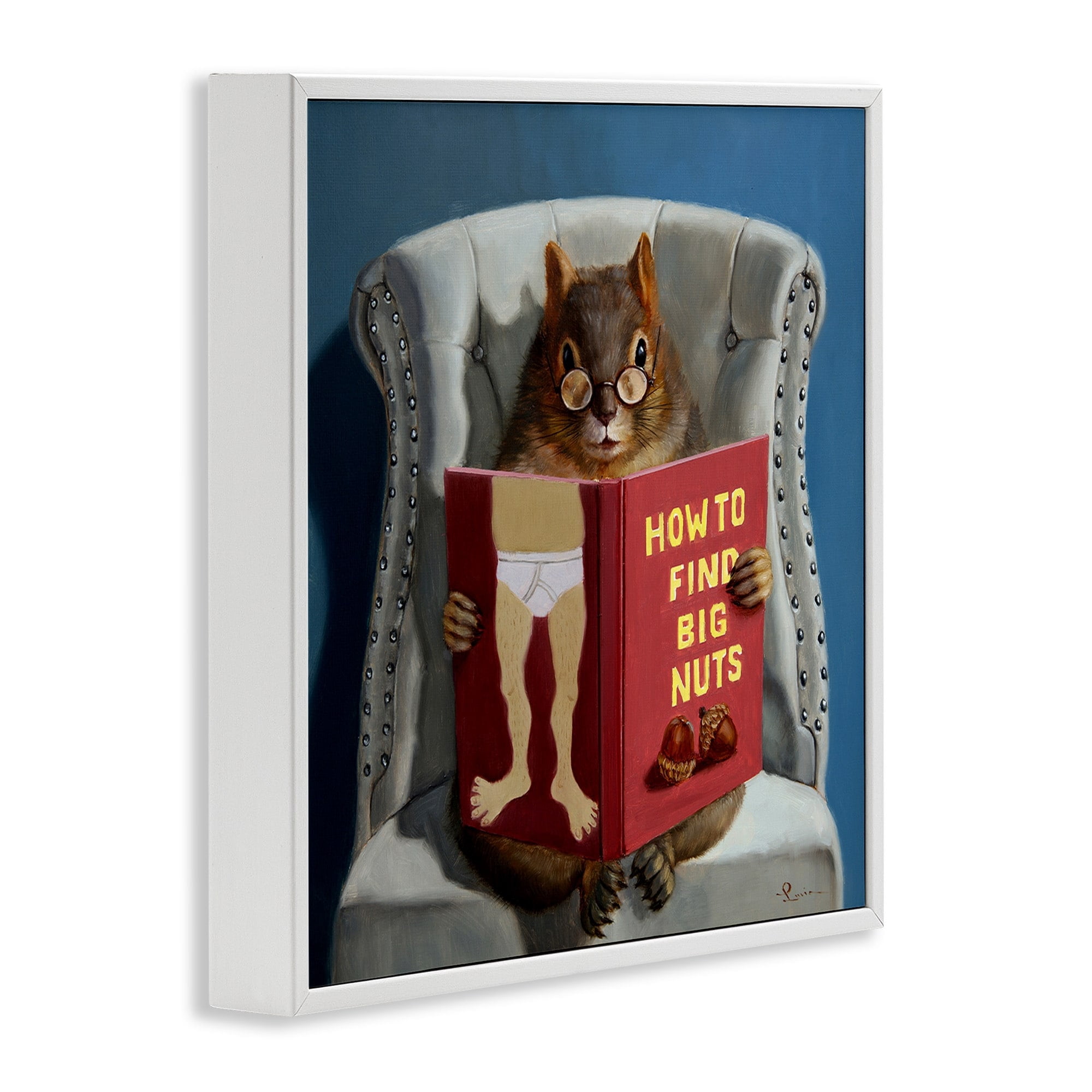 Stupell Industries Squirrel Reading Red Book on Chair Sassy Humor, 24 x 24,Design by Lucia Heffernan
