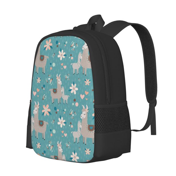Easygdp Teal Mama Llama Mochila de Gran Capacidad Minimalista Ideal para Escuela, Viajes y Uso Diario