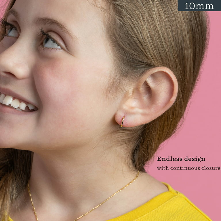 14k Rose Gold Thin Endless Hoop Earrings (1mm) All Sizes