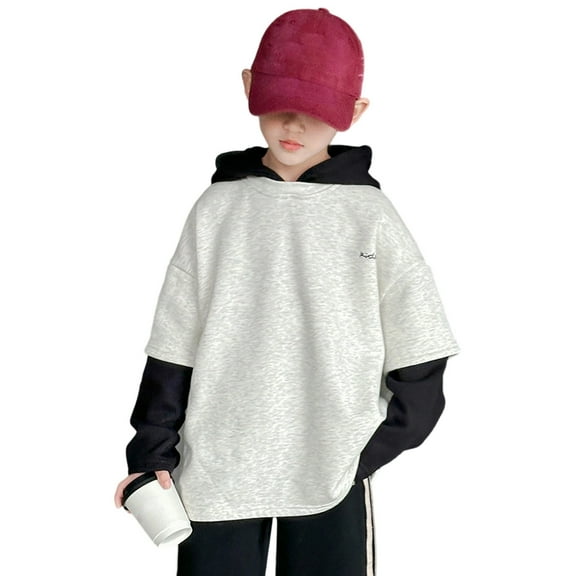 MEZZALL Boys Hooded Sweatshirt Long Sleeve Pullover Casual Kids Tops Soft Comfortable Breathable Lightweight For Autumn Daily Wear For Boys 5 16 Stylish Toddler Cartoon Clothing