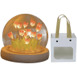 Tulip Night Light Small Glass Flower Lamp, USB Powered with Wooden Base, Warm Lighting for Home Decor, Romantic Unique Christmas Gift for Women, Girlfriend, Sister, Grandma's Birthday