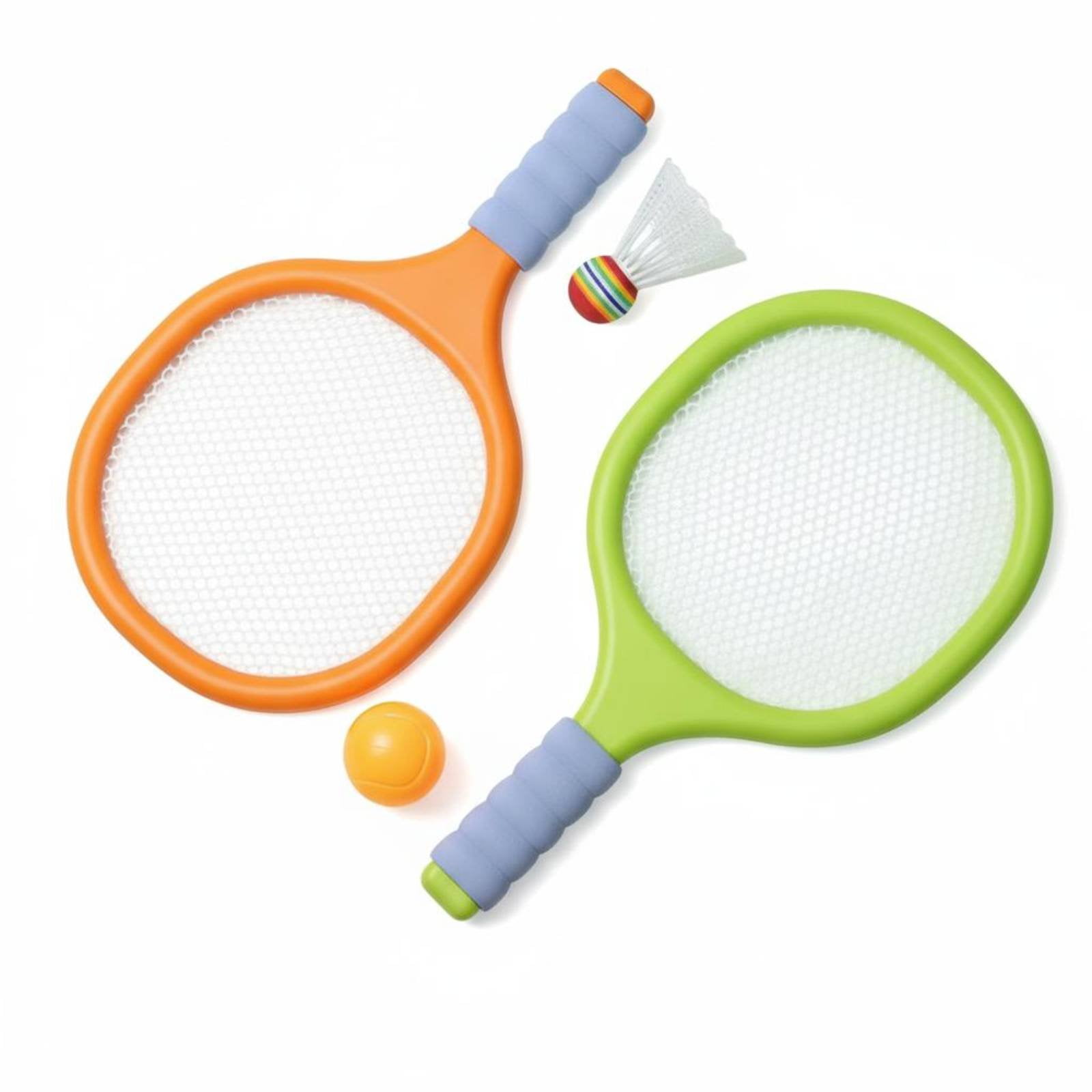 Fzaqwen Beginner Children Badminton Racket Set with Wide High Mesh Surface Comfortable EVA Grip 2 Rackets 1 Birdie 1 Ball for Little Hands Indoor Outdoor Social Play