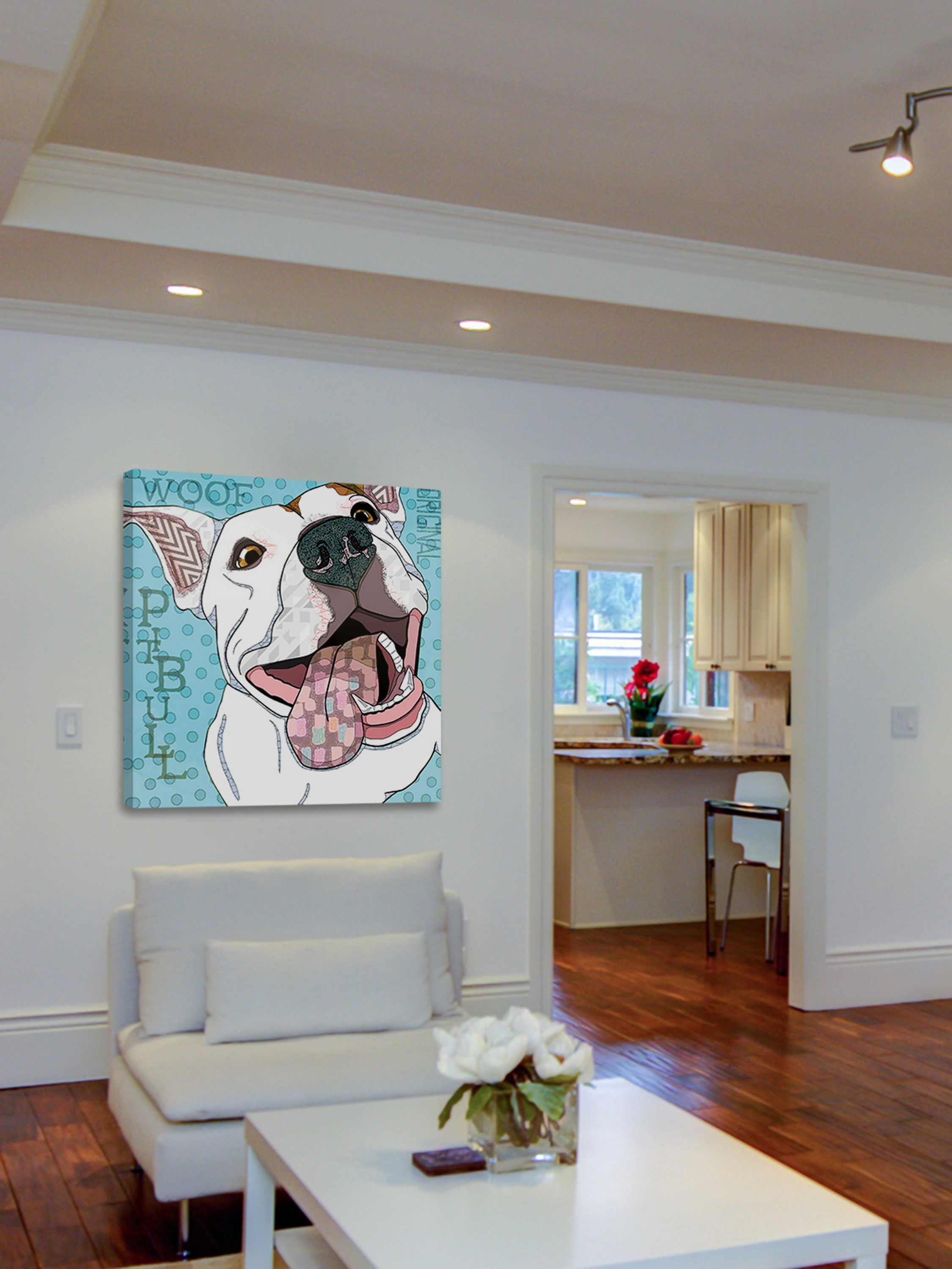 Marmont Hill 'White Pittie' by Stephanie Gerace Painting Print on Wrapped Canvas