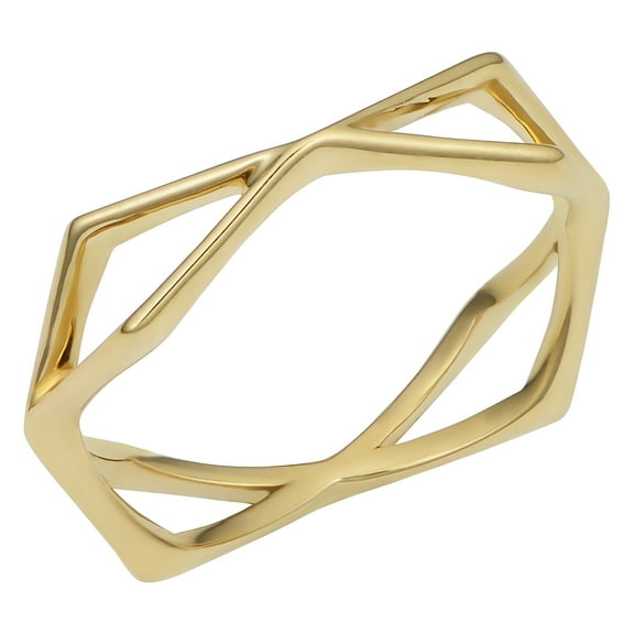 KoolJewelry 14k Yellow Gold Geometric Ring (size 6)