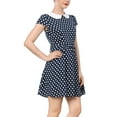 thumbnail image 4 of INSPIRE CHIC Women's Peter Pan Collar Above Knee Hidden Zipper Back a-Line Dress XS Blue, 4 of 7