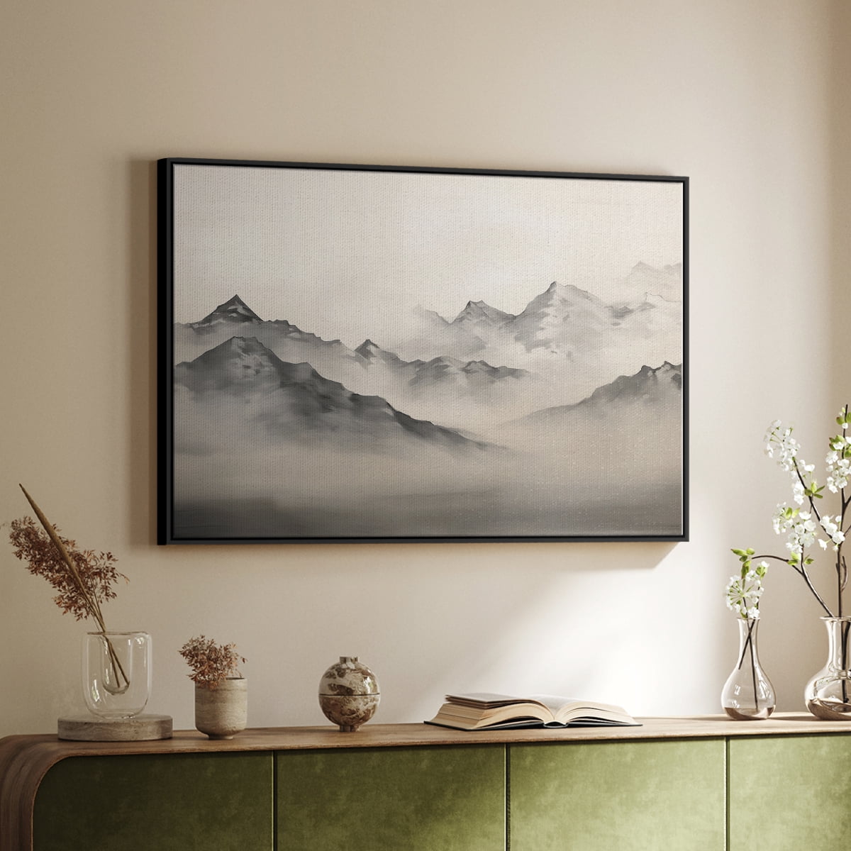 Vintage Landscape-XVIII By Wexford Home Framed in Black Wood Gallery Wrapped Canvas 25 in. x 37 in.