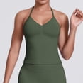 thumbnail image 4 of Sokhug Womens Halter Tank Tops Longline Strappy Top with Built-in Bra V Neck Backless Gym Workout Camis with Adjustable Strap, 4 of 8