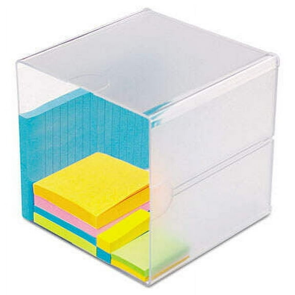 2PK Deflecto Stackable Cube Organizer, 1 Compartment, 6 x 6 x 6, Plastic, Clear (350401)
