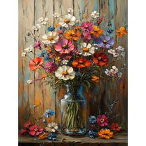 Colorful Wildflower Bouquet Canvas Painting/Wall Art， Perfect for Living Room， Bedroom， Dining Room， Kitchen， and Office Decoration.