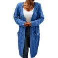 thumbnail image 2 of Winter Hooded Cardigan Sweater Coat Women Oversized Chunky Knit Open Front Long Outwear, 2 of 5