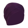 thumbnail image 1 of Turbante para mujer musulmana, gorro elástico para la cabeza, gorro de moda Violeta oscuro, 1 of 8