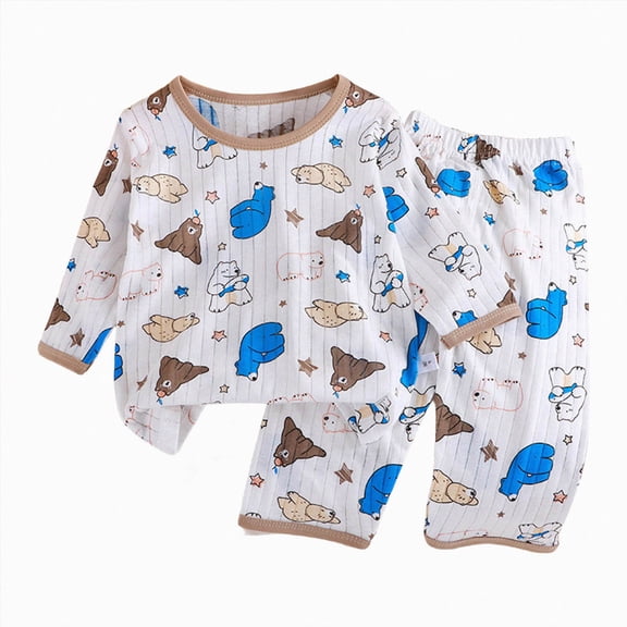 masbird Boys Girls Pajamas 2 Pieces Pajama Set Long Soft & Cute for Kids Jmmies Clothes Fall Winter Sleepwear for 6-24 Months 2 3 4 5 6 7 8 9 T Children(Sky Blue,3-4 Y)