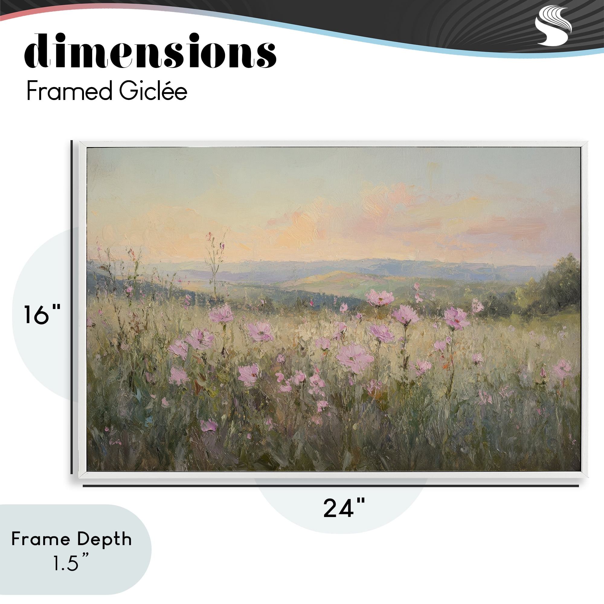 Stupell Industries Tranquil Meadow At Dawn White Framed Giclee Art, design by Petal Prints Design