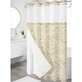 thumbnail image 3 of No Hook Shower Curtain with Snap-in Liner, Beige Flowers Waterproof Fabric Bathroom Curtains, Spring Floral Farmhouse Retro Art Bath Curtains & Mesh Top Window Narrow 36"x78", 3 of 9
