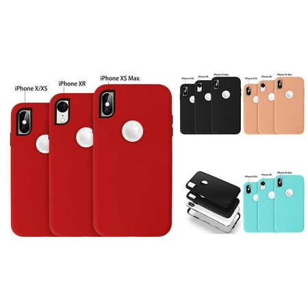 Silicon Case Protector Cover - 3 in 1 Case Shockproof Cover Skin Silica Gel Case For iPhone XS Max XR X