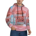 thumbnail image 2 of Kdxio Pastel Pink Beach Cafe Print Mens Casual Hooded Collar Drawstring Hoodies Pullover Sweatshirts Casual Long Sleeve Shirts-X-Large, 2 of 7