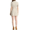 thumbnail image 3 of INSPIRE CHIC Women's Puff Sleeve Button Down A-Line Belted Shirt Dress Khaki XL, 3 of 7