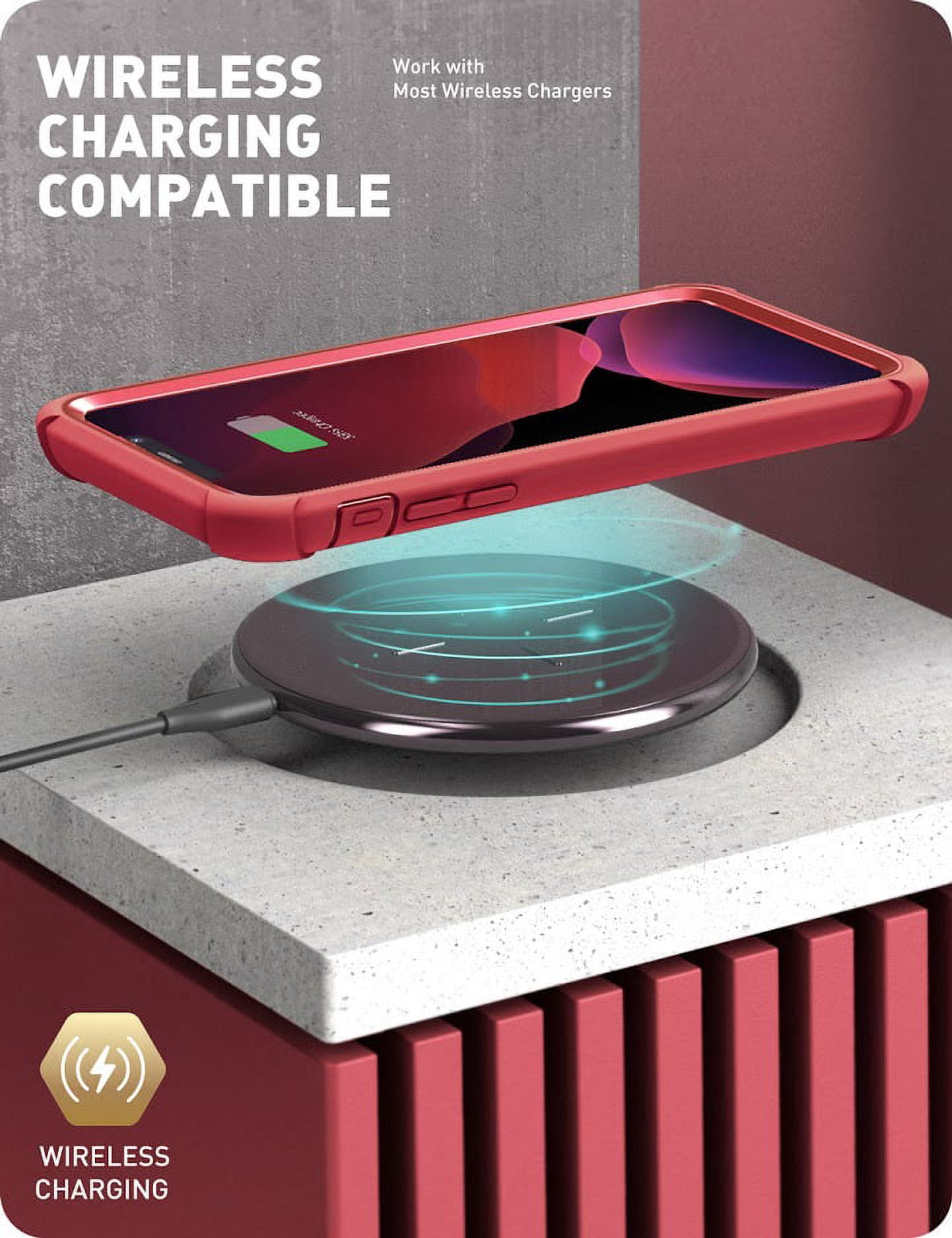 i-Blason Ares iPhone 11 Case 6.1 inch (2019 Release), Dual Layer Rugged Clear Bumper Case with Built-in Screen Protector (MetallicRed)