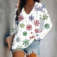 thumbnail image 2 of Plus Size Christmas Shirt for Women long Sleeve V Neck Floral Print Pullover Tunic Tops Multicolor 4XL, 2 of 4