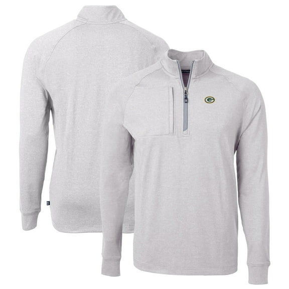 Men's Cutter & Buck Heather Gray Green Bay Packers Big & Tall Adapt Eco Knit Quarter-Zip Pullover Top