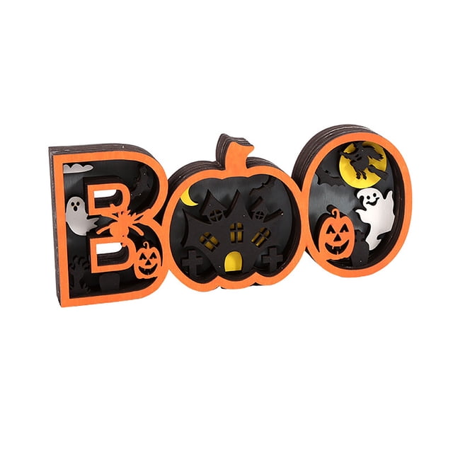 Decoración De Halloween Decoraciones De Halloween Adornos De Madera De Halloween Luz Decorativa De Halloween Letrero De Madera Espeluznante Decoración De Mesa Luz para Sala De