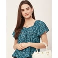 thumbnail image 5 of Moomaya Sweetheart Neck Tops For Women, Printed Short Flutter Sleeve Casual Top, 5 of 9