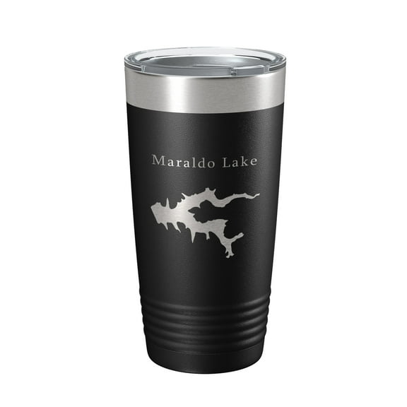 Maraldo Lake Map Tumbler Travel Mug Insulated Laser Engraved Coffee Cup Illinois 20 oz Black