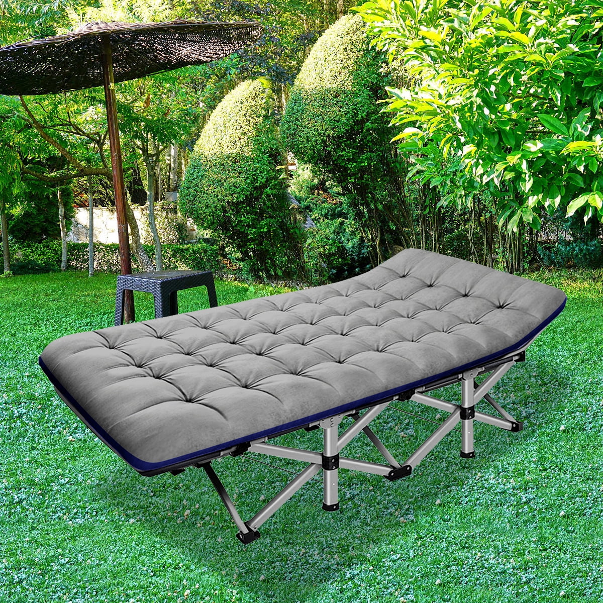 Lilypelle Folding Camping Cot with Thick Mattress, Double Layer Oxford