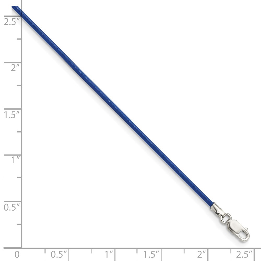 Auriga Fine Jewelry 925 Sterling Silver 1.5 mm Royal Blue Leather Cord Necklace for Women 18"