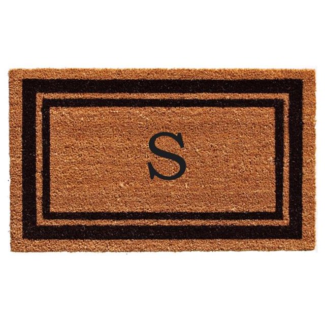 Calloway Mills 152961830S 18 x 30 in. Black Border Monogram Rectangular Doormat, Natural - Letter S