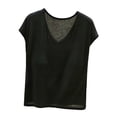 thumbnail image 2 of ClodeEU Women's Modal V Neck Short Sleeve Top,Casual Loose T-Shirt,Comfy Solid Color Summer Blouse with Padding Black,Women's Plus L, 2 of 5