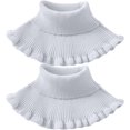thumbnail image 1 of HAHDAXIA Womens Turtleneck Ribbed Knitted,2Pcs False Collar Ruffles Wrap Solid Scarf,Winter Warm Scarf Elastic Neck Sleeve, 1 of 7