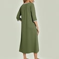 thumbnail image 5 of Sakmal Comfy Moomoo Nightgowns Women Long Full Zip Green Sleepshirt Long Sleeve Solid Nightgowns with Pockets, 5 of 5