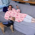 thumbnail image 3 of Wearable Oversized Blanket,Pink Ribbon Pattern Wearable Blanket Hoodie for Adults,Cozy Hooded Blankets with Super Pockets,Super Warm Fuzzy Pullover for Women & Men, 3 of 6