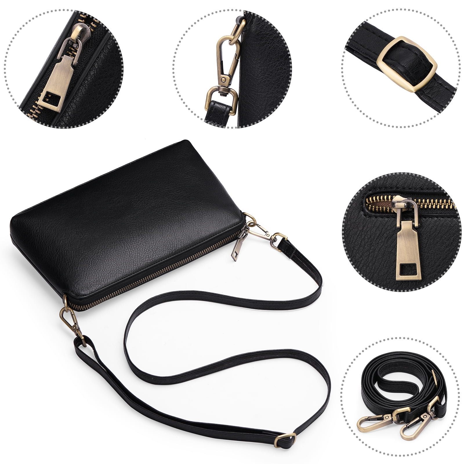 GAEKEAO Crossbody Bags for Women RFID Blocking Leather Shoulder Purse with Adjustable Strap & Top Zipper