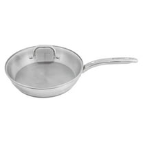 18/10 Stainless Steel Skillet 10.5 Inch, 2.5qt, Glass Lid, Induction Ready, Even Heat, Belly Shape Cookware