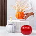 thumbnail image 4 of Luckky Ceramic Flower Vase, Thanksgiving Pumpkin Shaped Planter Pot Halloween Dried Flower Vase Flower Arrangement for Fall Harvest Home Party Decoration - Red, 4 of 7
