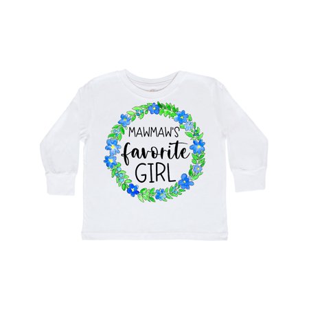 

Inktastic Mawmaw s Favorite Girl Blue Flower Wreath Gift Toddler Toddler Girl Long Sleeve T-Shirt