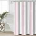 thumbnail image 2 of Extra Long Shower Curtain 72x96 Inch, Pink Grey Striped Shower Curtain Waterproof Bathroom Decor Geometric Vertical Stripes Minimalist Fabric Bath Curtain Set Accessories with Hooks, 2 of 6