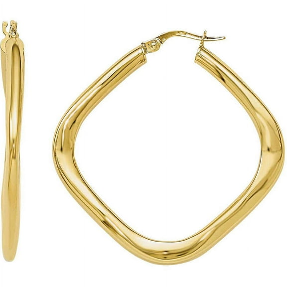 Primal Gold 10 Karat Yellow Gold Polished Large Square Hoop Earrings
