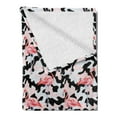 thumbnail image 2 of Camo Soft Flannel Fleece Throw Blanket, Watercolor Pink Flamingo Print Camouflage Background Nature Inspired, Cozy Plush for Indoor and Outdoor Use, 70" x 90", Dark Coral Pale Pink, by Ambesonne, 2 of 5