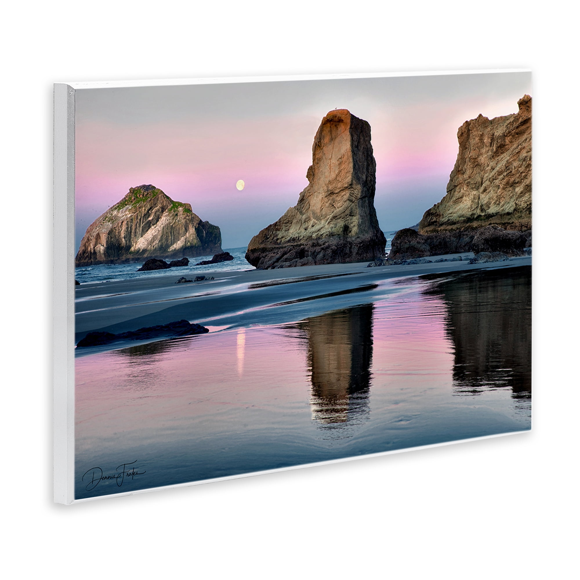Stupell Industries Moonlit Beach Cliffs Landscape Photography Unframed Art Print Wall Art, 19 x 13